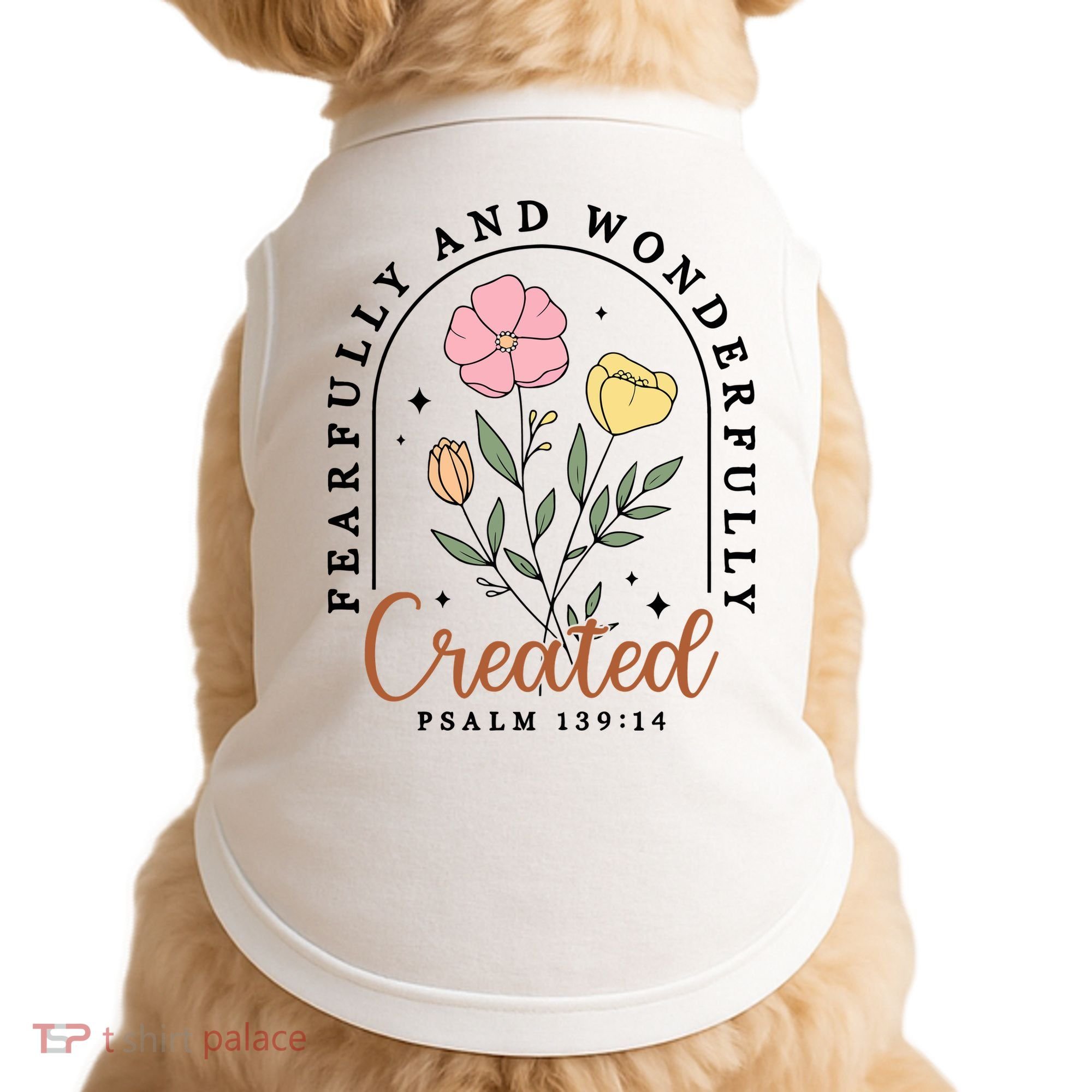 Fearfully And Wonderfully Christian Floral Doggie Tank