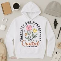 Fearfully And Wonderfully Christian Floral Hoodie thumb 3