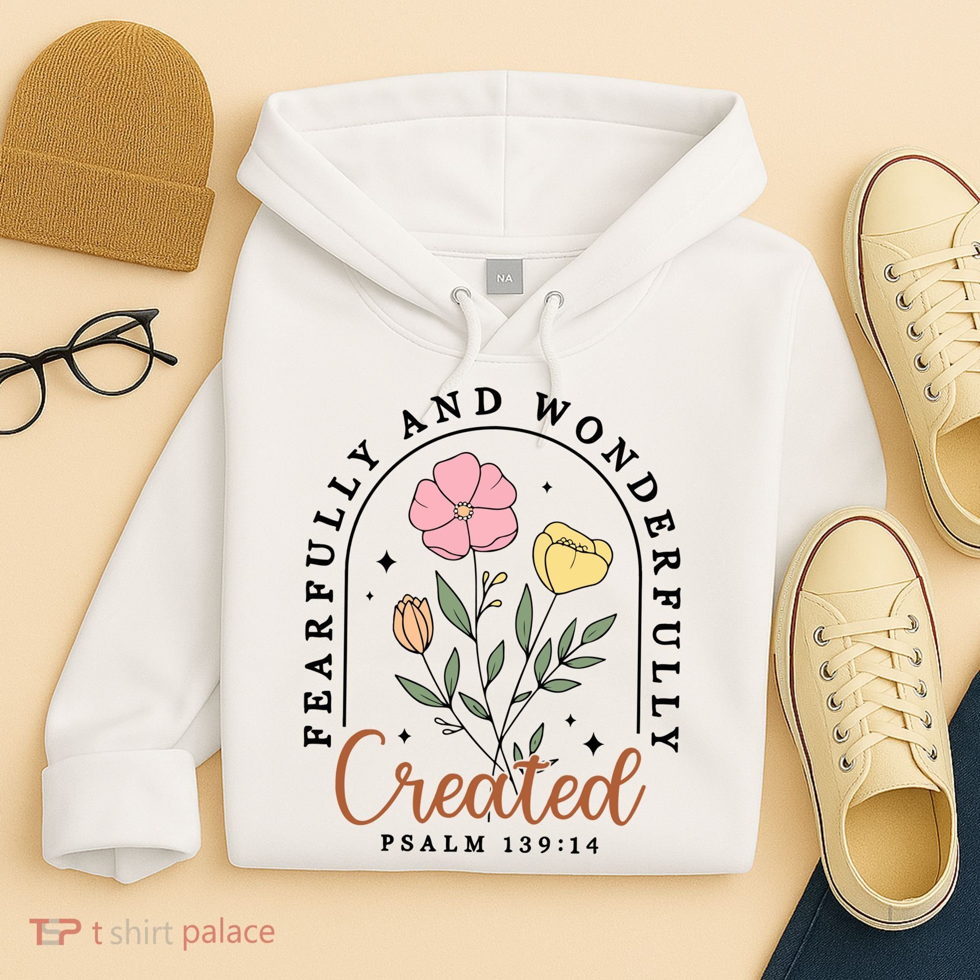 Fearfully And Wonderfully Christian Floral Hoodie