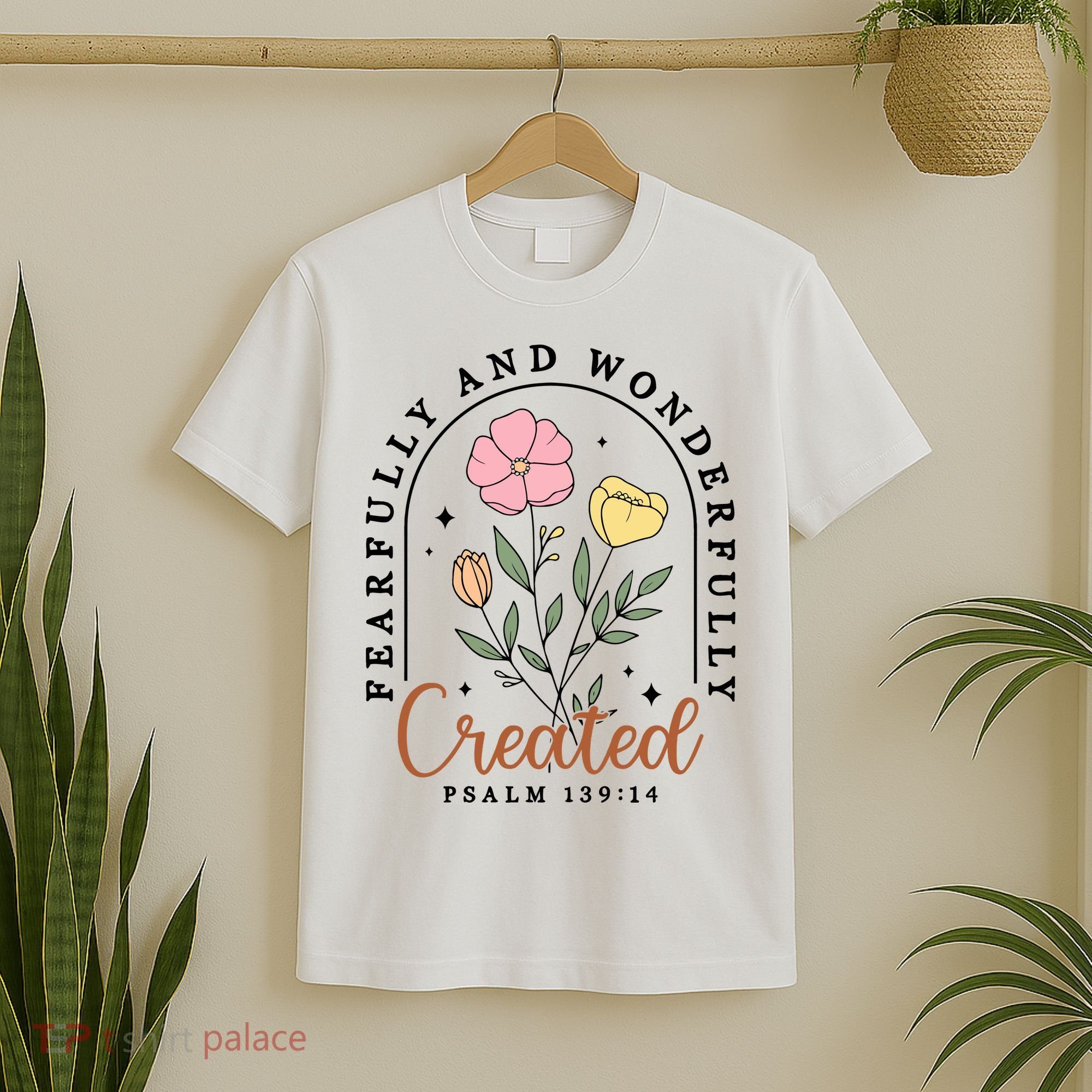 Fearfully And Wonderfully Christian Floral T-Shirt