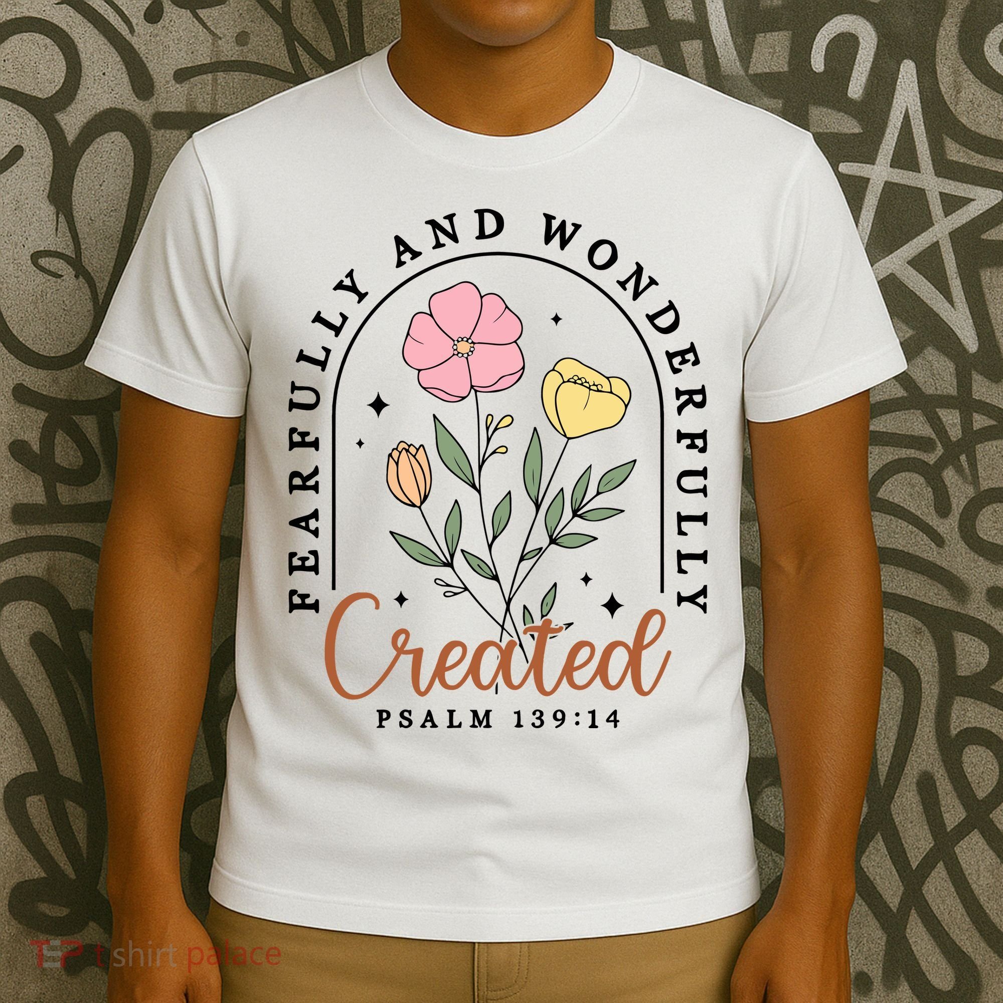 Fearfully And Wonderfully Christian Floral T-Shirt