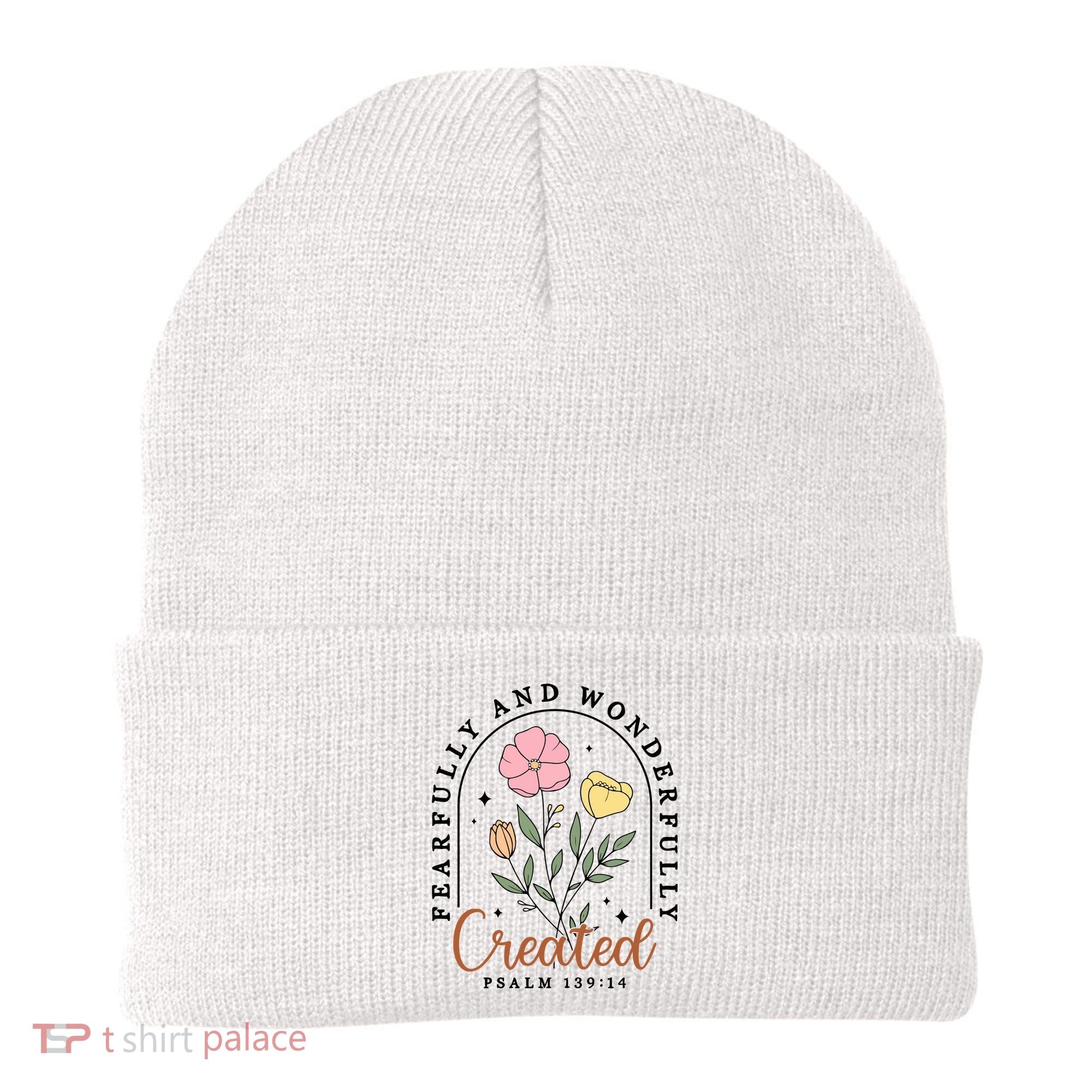 Fearfully And Wonderfully Christian Floral Beanie