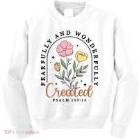 Fearfully And Wonderfully Christian Floral Kids Sweatshirt thumb 0