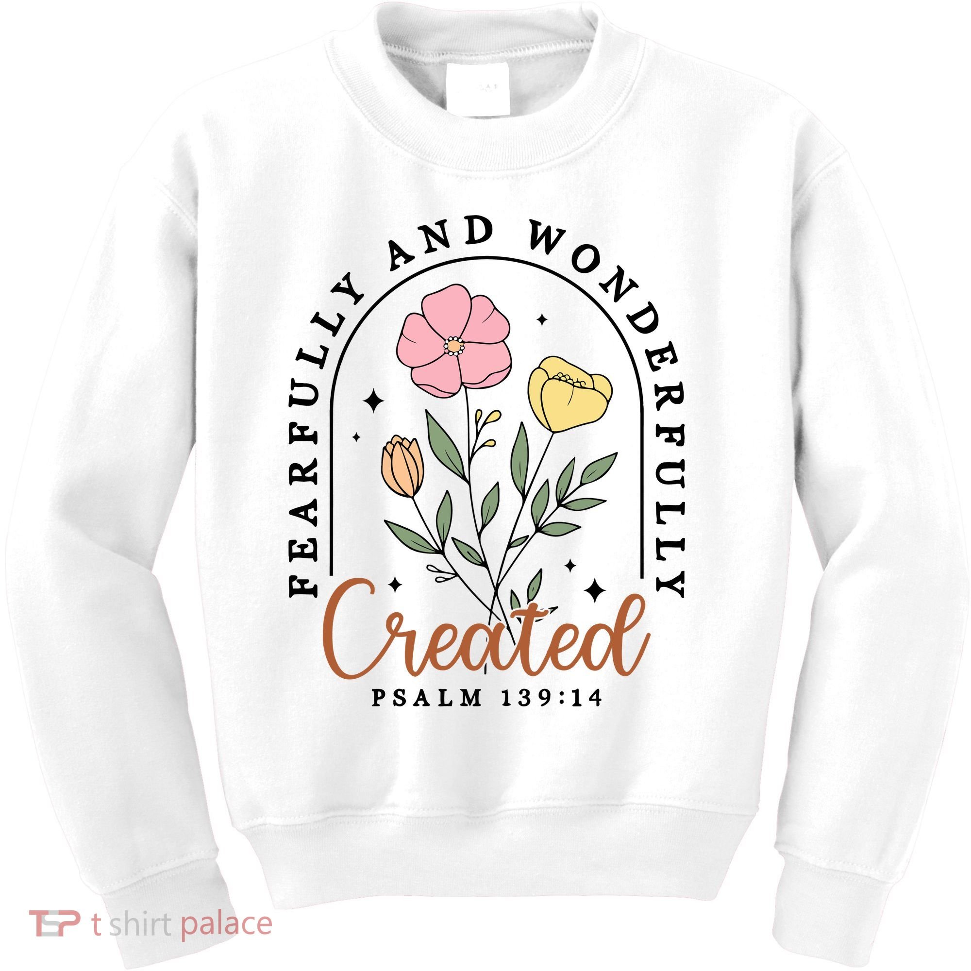 Fearfully And Wonderfully Christian Floral Kids Sweatshirt
