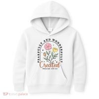 Fearfully And Wonderfully Christian Floral Kids Hoodie thumb 0
