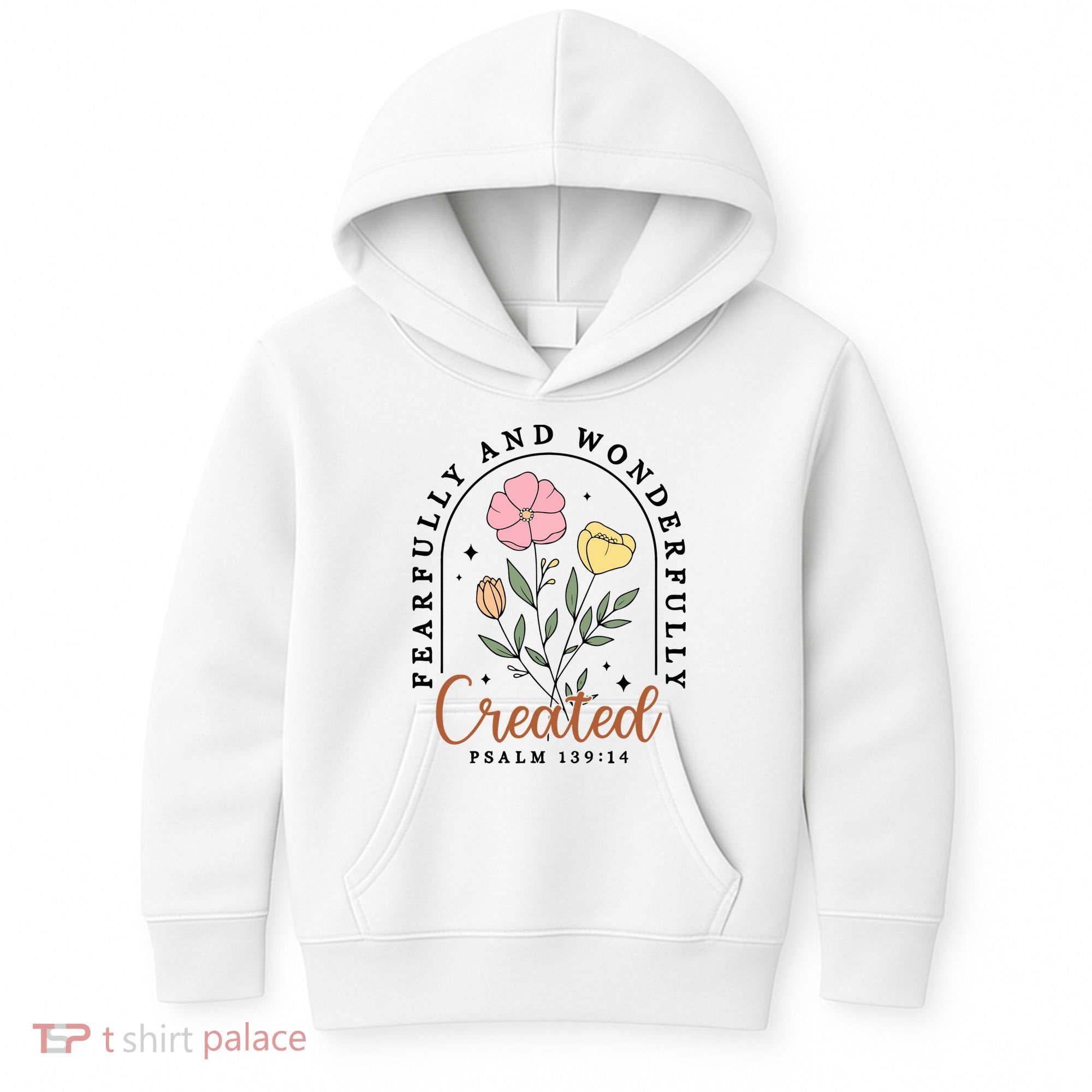 Fearfully And Wonderfully Christian Floral Kids Hoodie