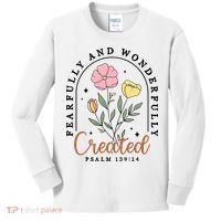 Fearfully And Wonderfully Christian Floral Kids Long Sleeve Shirt thumb 0