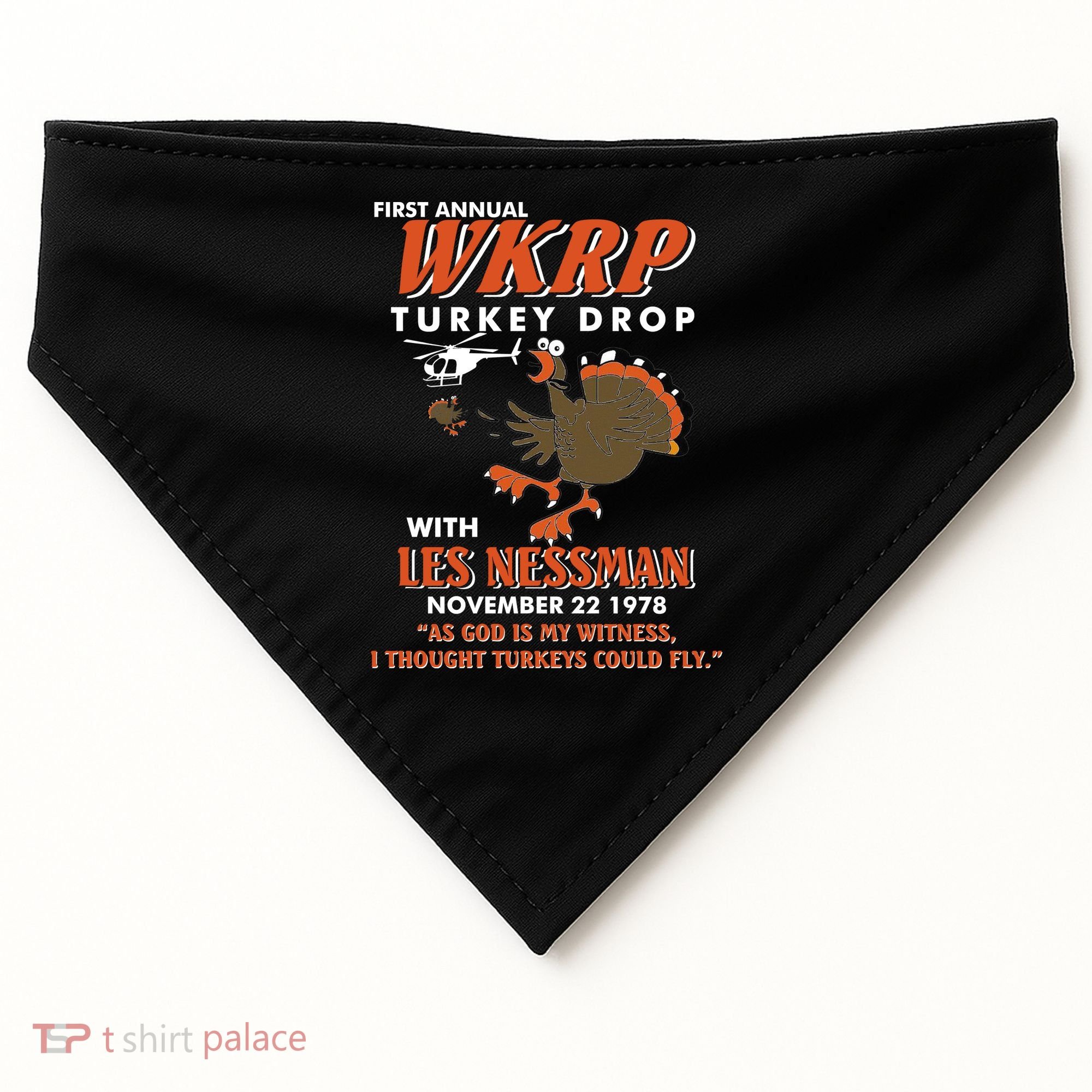 First Annual Wkrp Turkey Drop With Les Nessman USA-Made Doggie Bandana