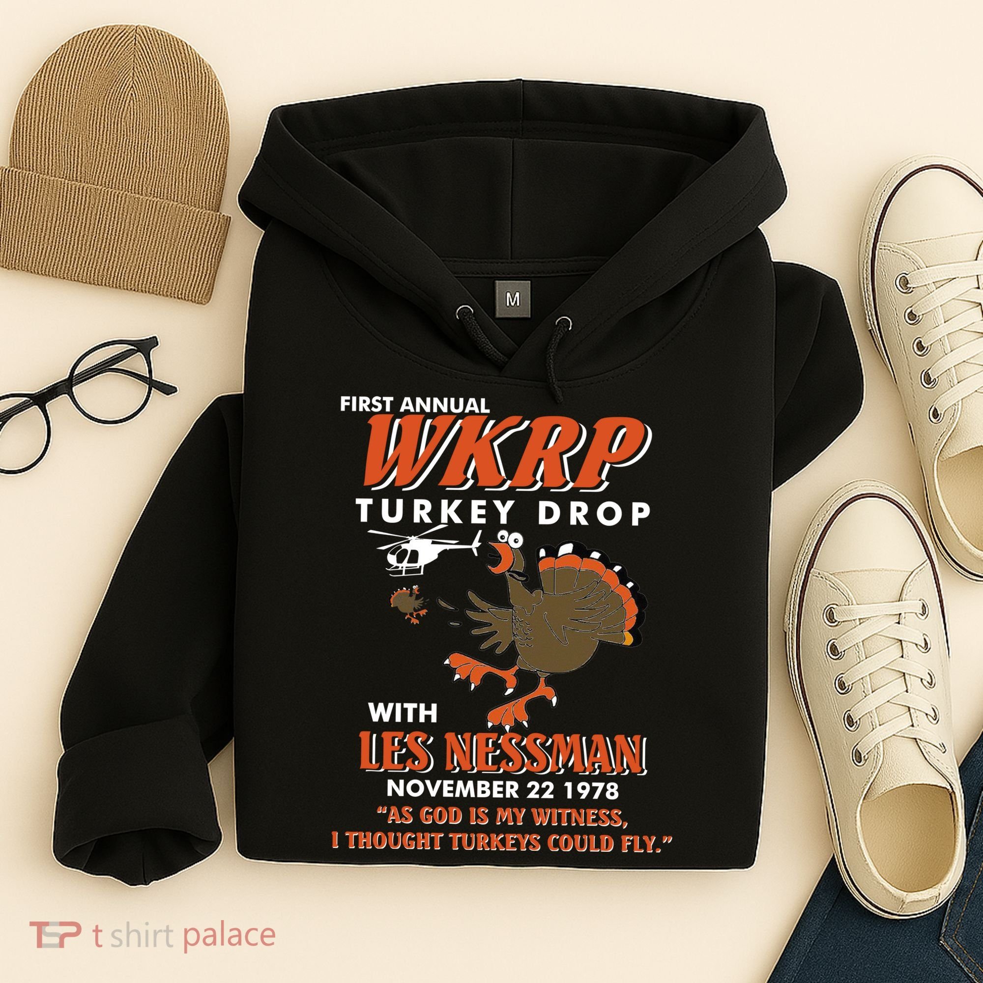 First Annual Wkrp Turkey Drop With Les Nessman Hoodie