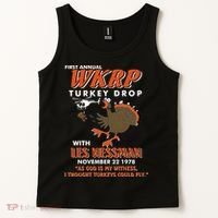 First Annual Wkrp Turkey Drop With Les Nessman Tank Top thumb 2