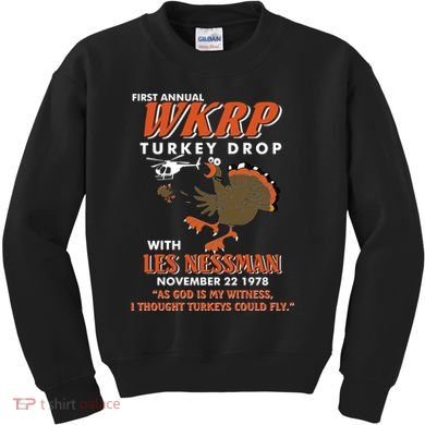 First Annual Wkrp Turkey Drop With Les Nessman Kids Sweatshirt