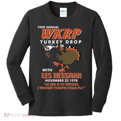 First Annual Wkrp Turkey Drop With Les Nessman Kids Long Sleeve Shirt