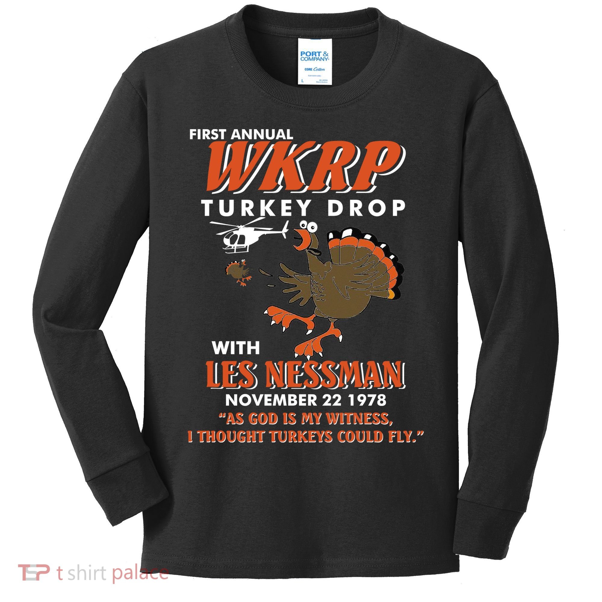 First Annual Wkrp Turkey Drop With Les Nessman Kids Long Sleeve Shirt