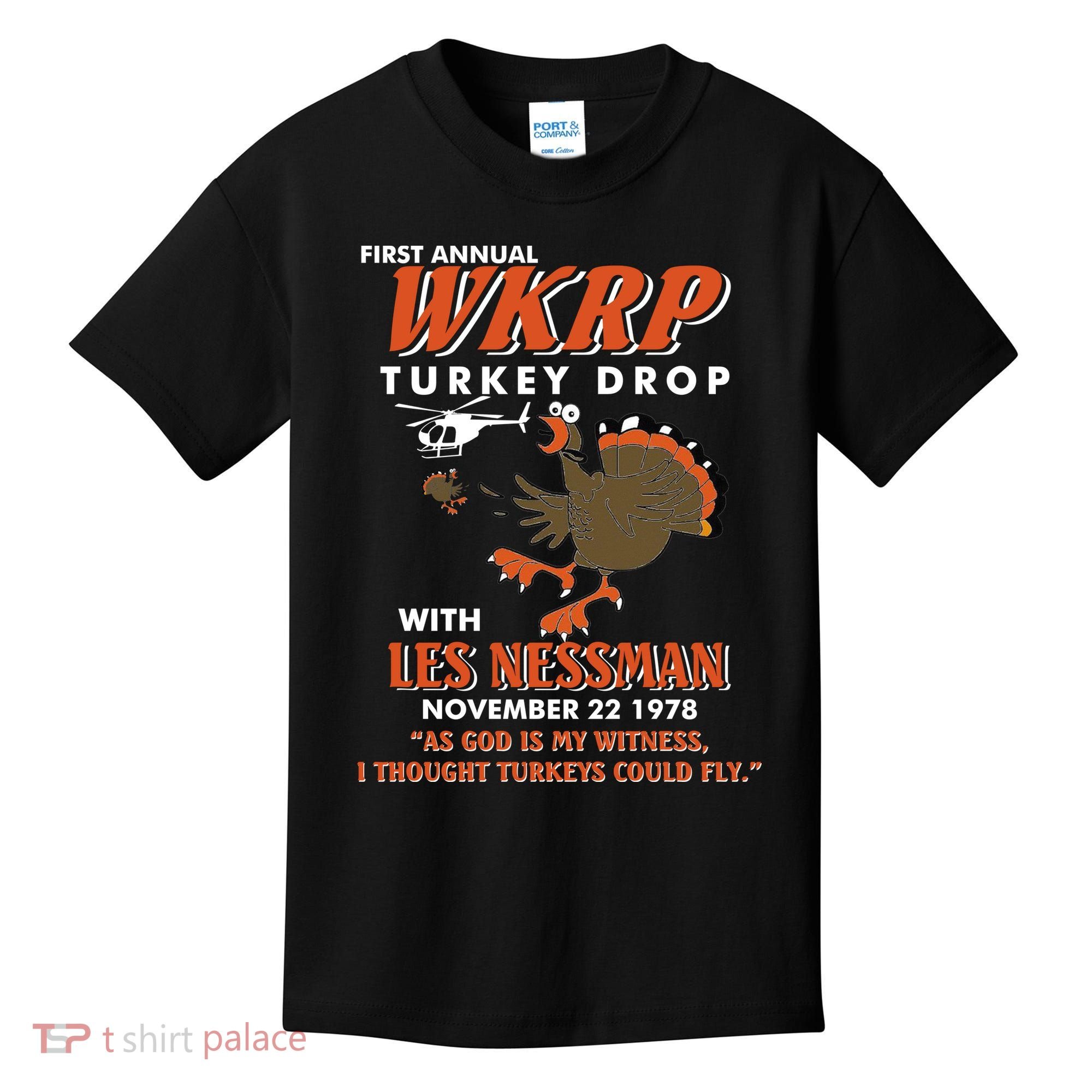 First Annual Wkrp Turkey Drop With Les Nessman Kids T-Shirt