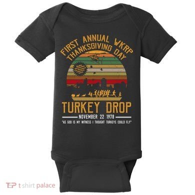 First Annual WKRP Thanksgiving Day Turkey Drop Baby Bodysuit