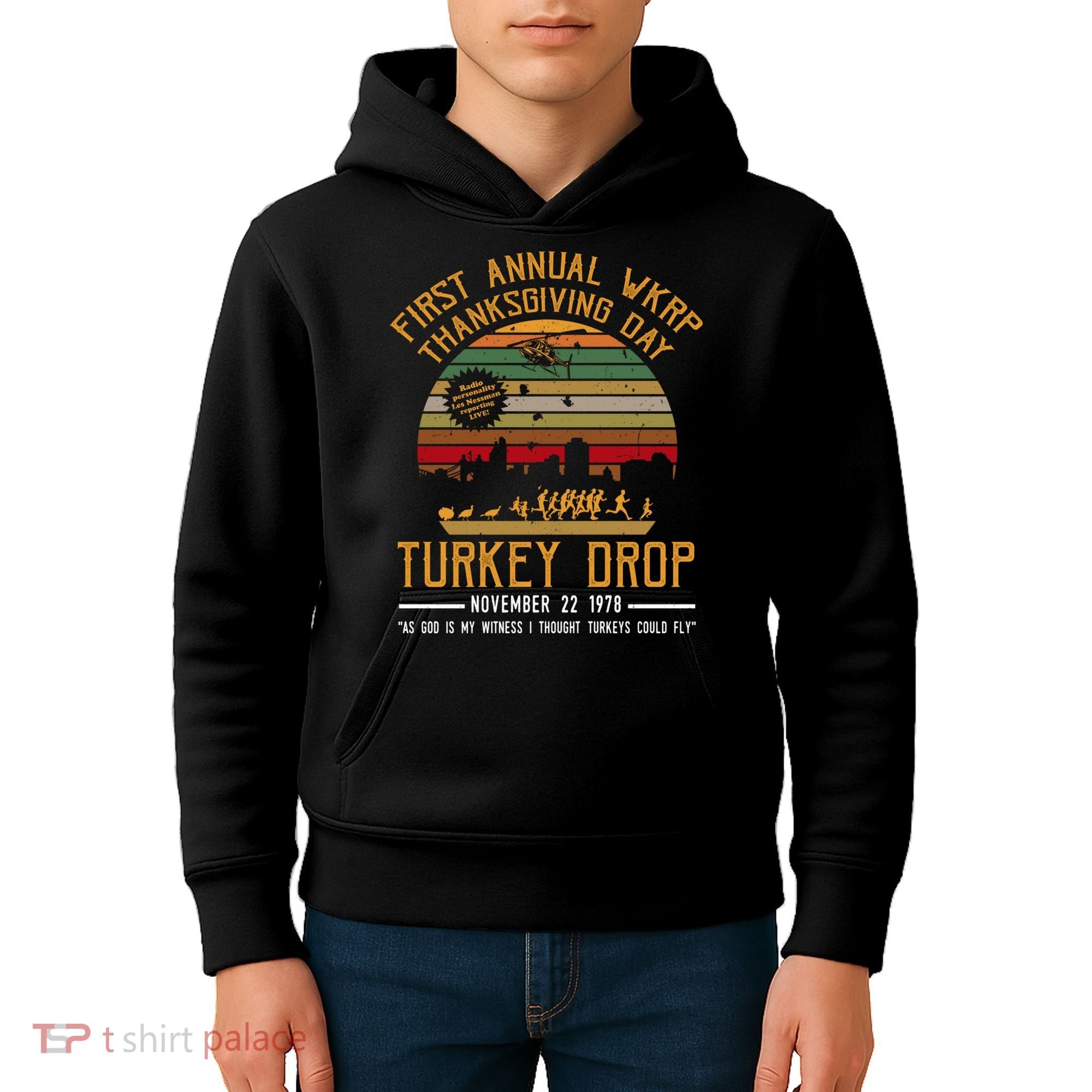 First Annual WKRP Thanksgiving Day Turkey Drop Kids Hoodie