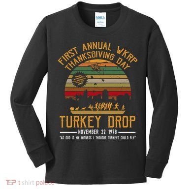 First Annual WKRP Thanksgiving Day Turkey Drop Kids Long Sleeve Shirt