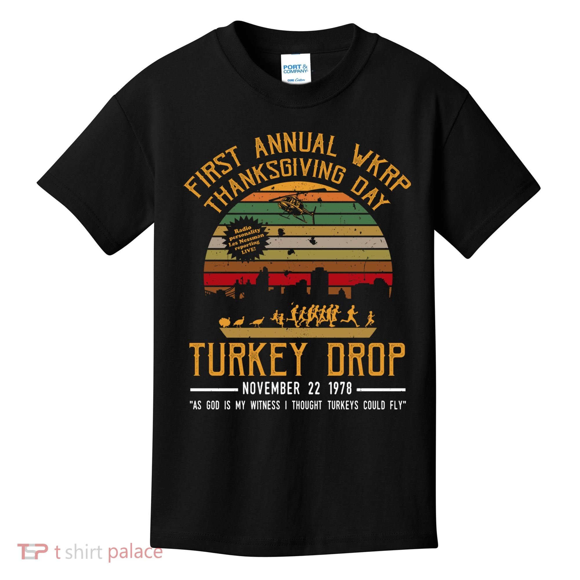First Annual WKRP Thanksgiving Day Turkey Drop Kids T-Shirt