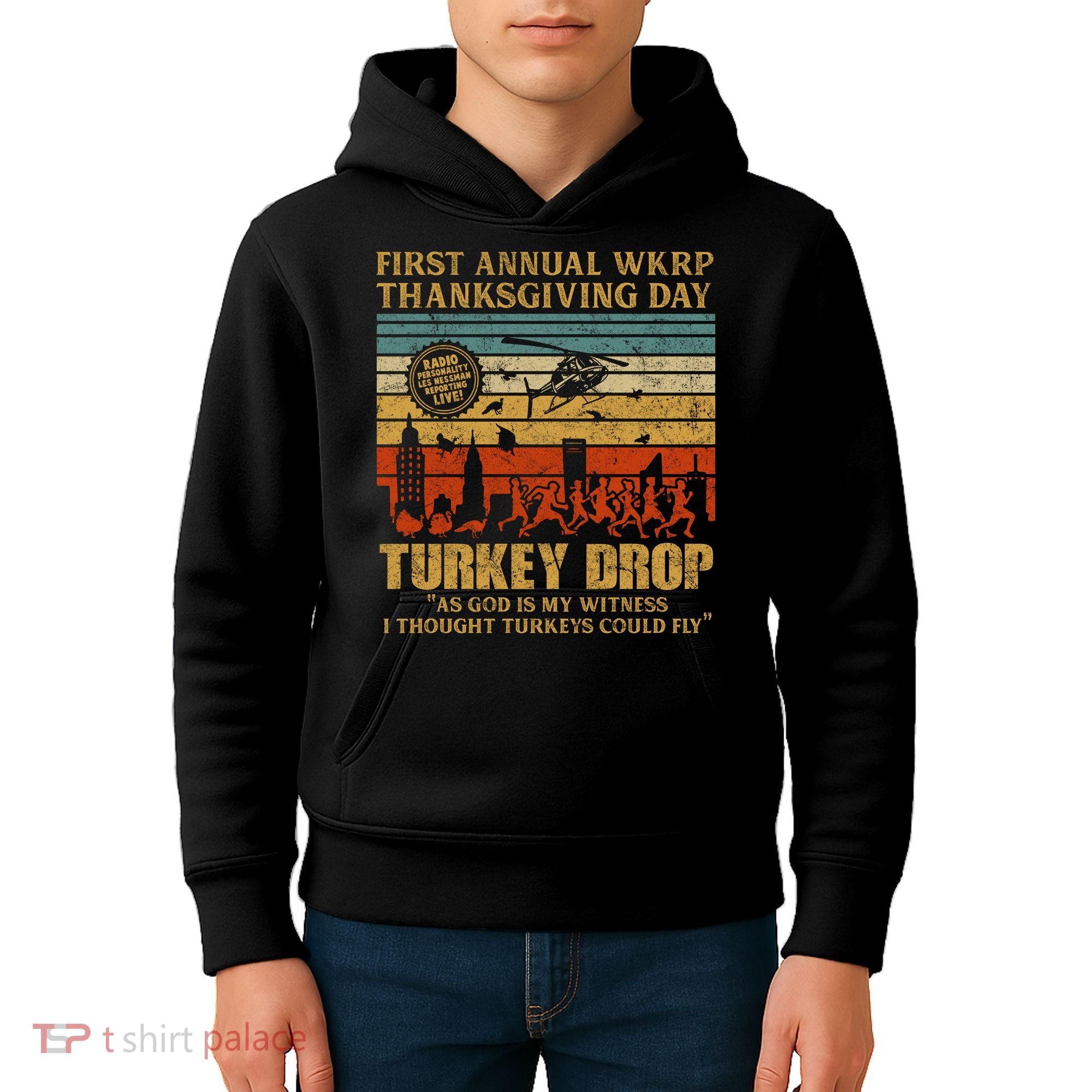 First Annual WKRP Thanksgiving Day Turkey Drop Kids Hoodie
