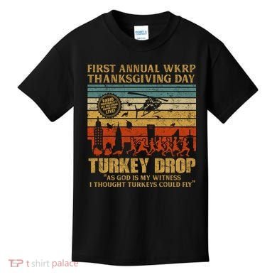 First Annual WKRP Thanksgiving Day Turkey Drop Kids T-Shirt