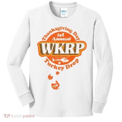 First Annual WKRP Thanksgiving Day Turkey Drop Kids Long Sleeve Shirt
