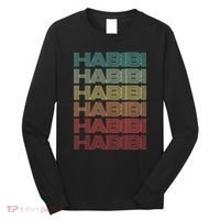Funny Arabic Word HABIBI Retro Wife Halal Arab Yalla Wedding Long Sleeve Shirt thumb 0