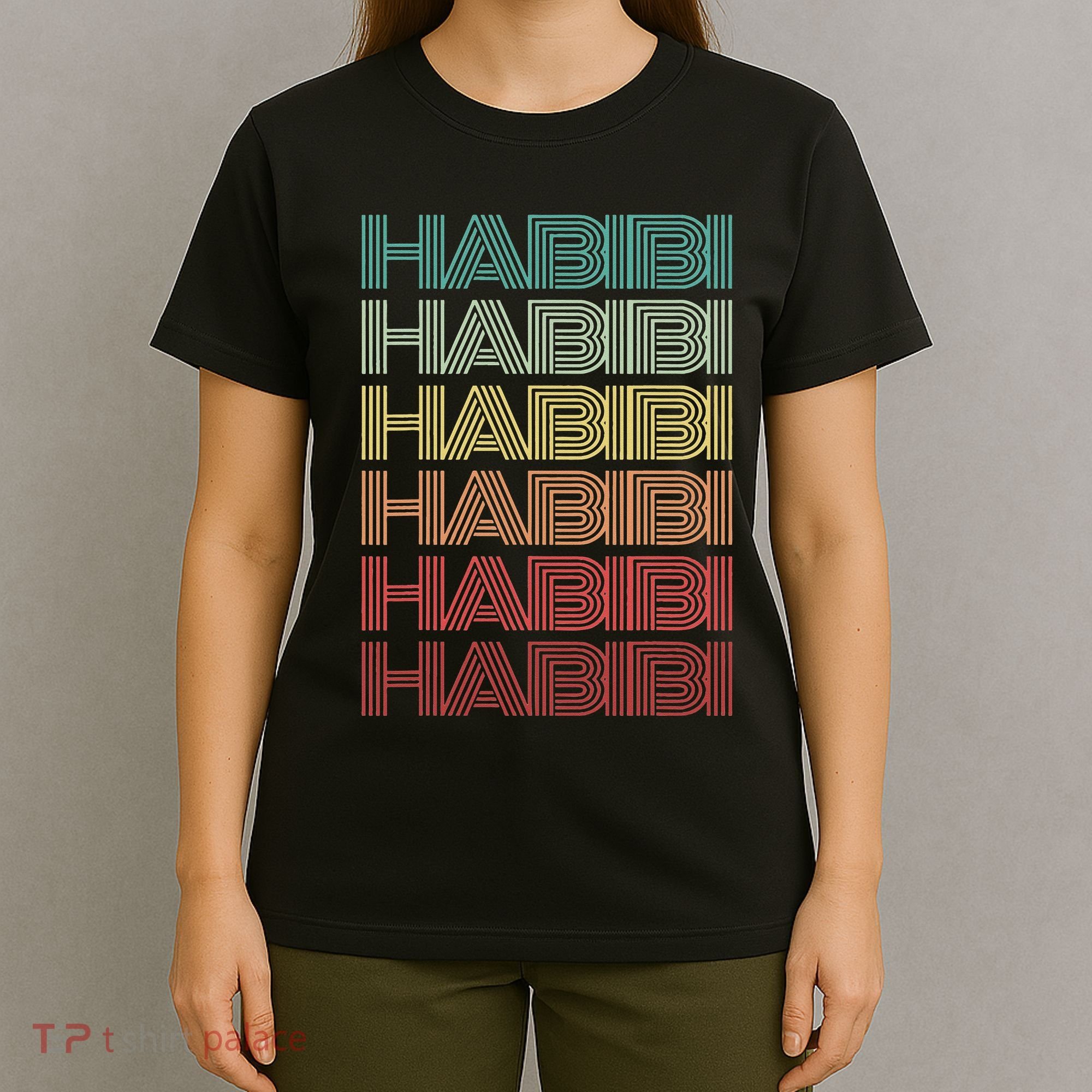 Funny Arabic Word HABIBI Retro Wife Halal Arab Yalla Wedding T-Shirt