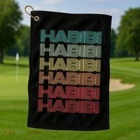 Funny Arabic Word HABIBI Retro Wife Halal Arab Yalla Wedding Golf Towel thumb 1