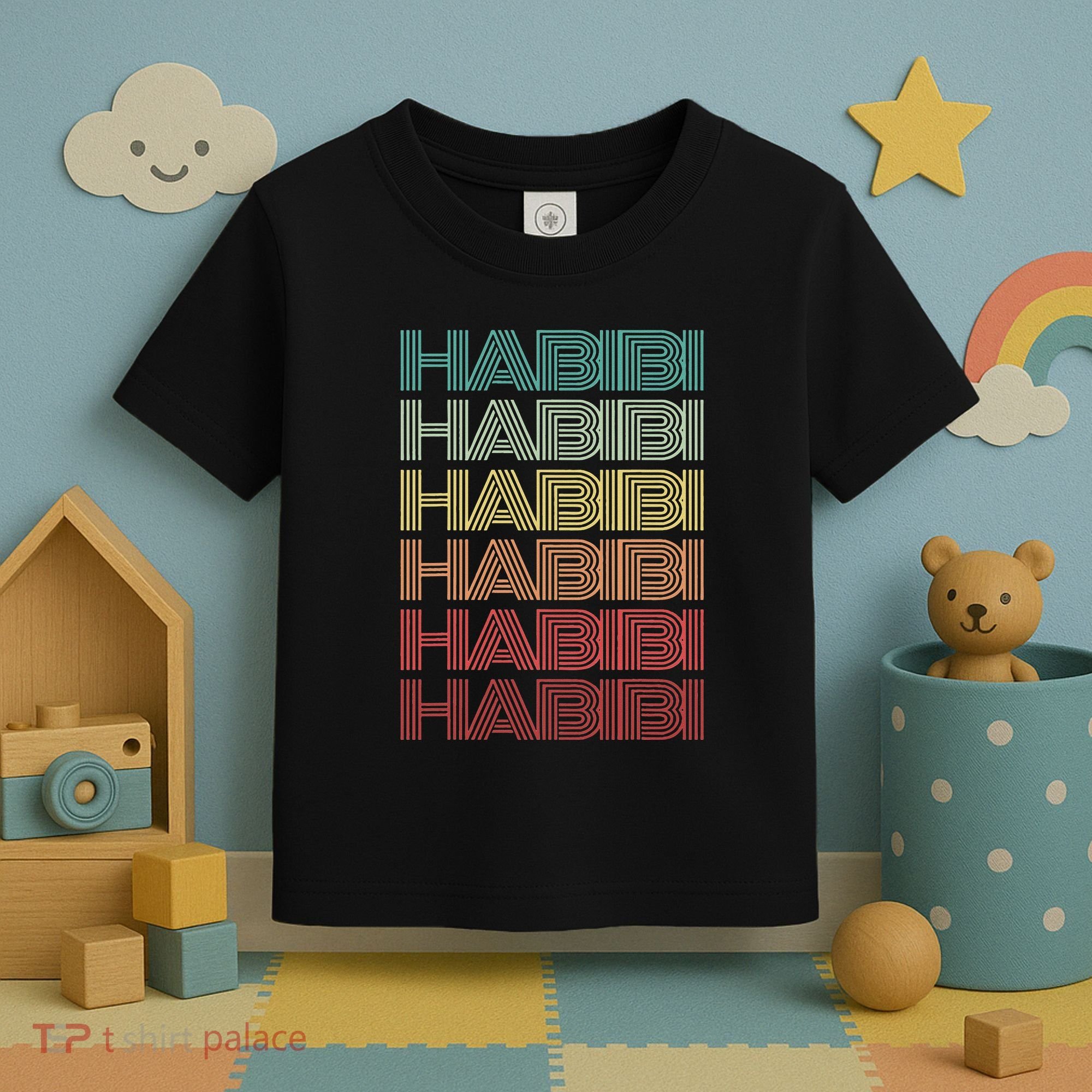Funny Arabic Word HABIBI Retro Wife Halal Arab Yalla Wedding Toddler T-Shirt