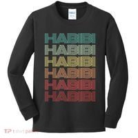 Funny Arabic Word HABIBI Retro Wife Halal Arab Yalla Wedding Kids Long Sleeve Shirt thumb 0