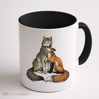 Fox And Wolf Coffee Mug back