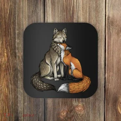 Fox And Wolf Coaster