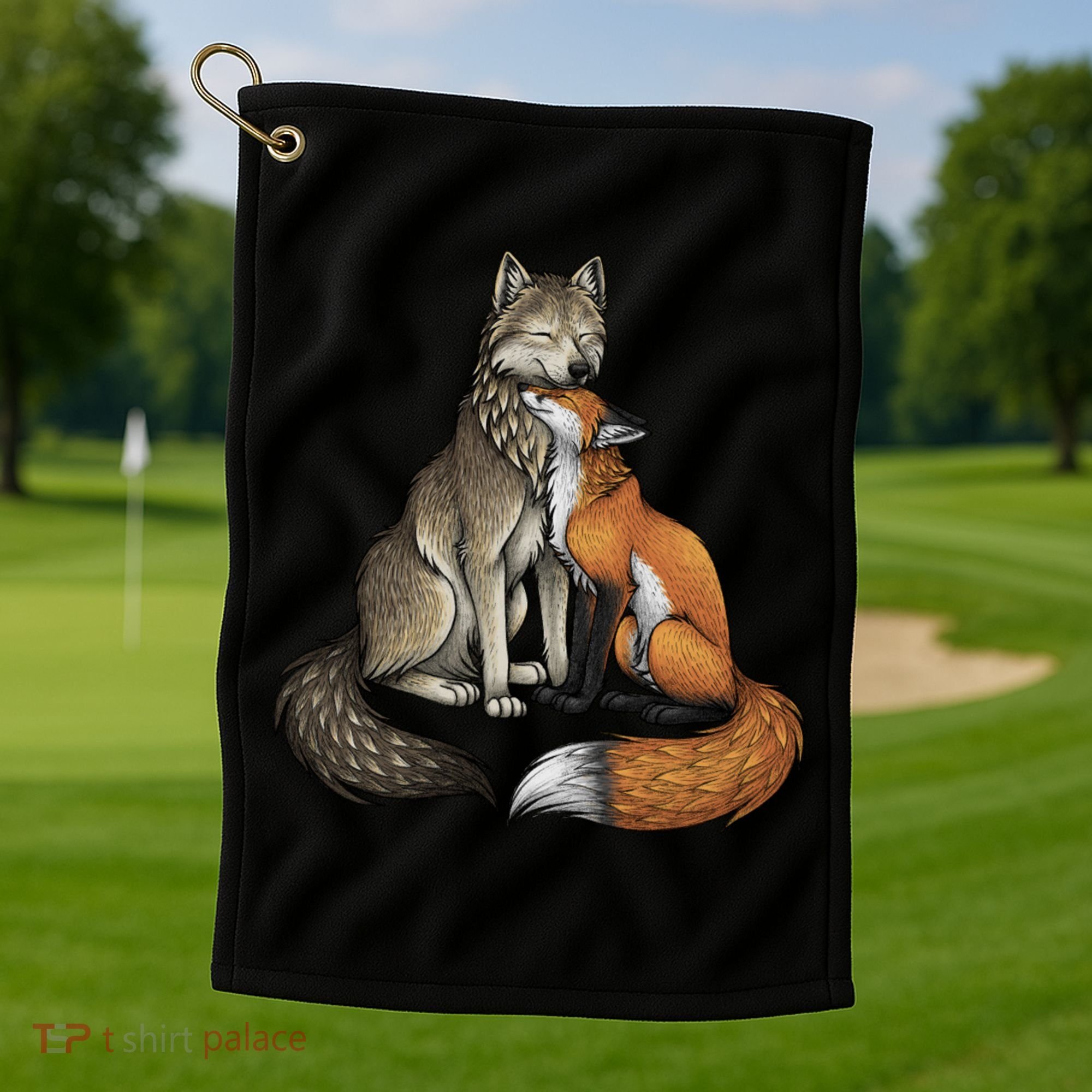Fox And Wolf Golf Towel