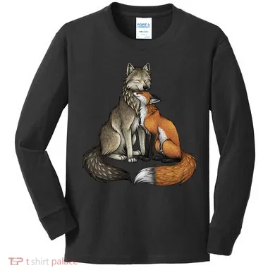 Fox And Wolf Kids Long Sleeve Shirt
