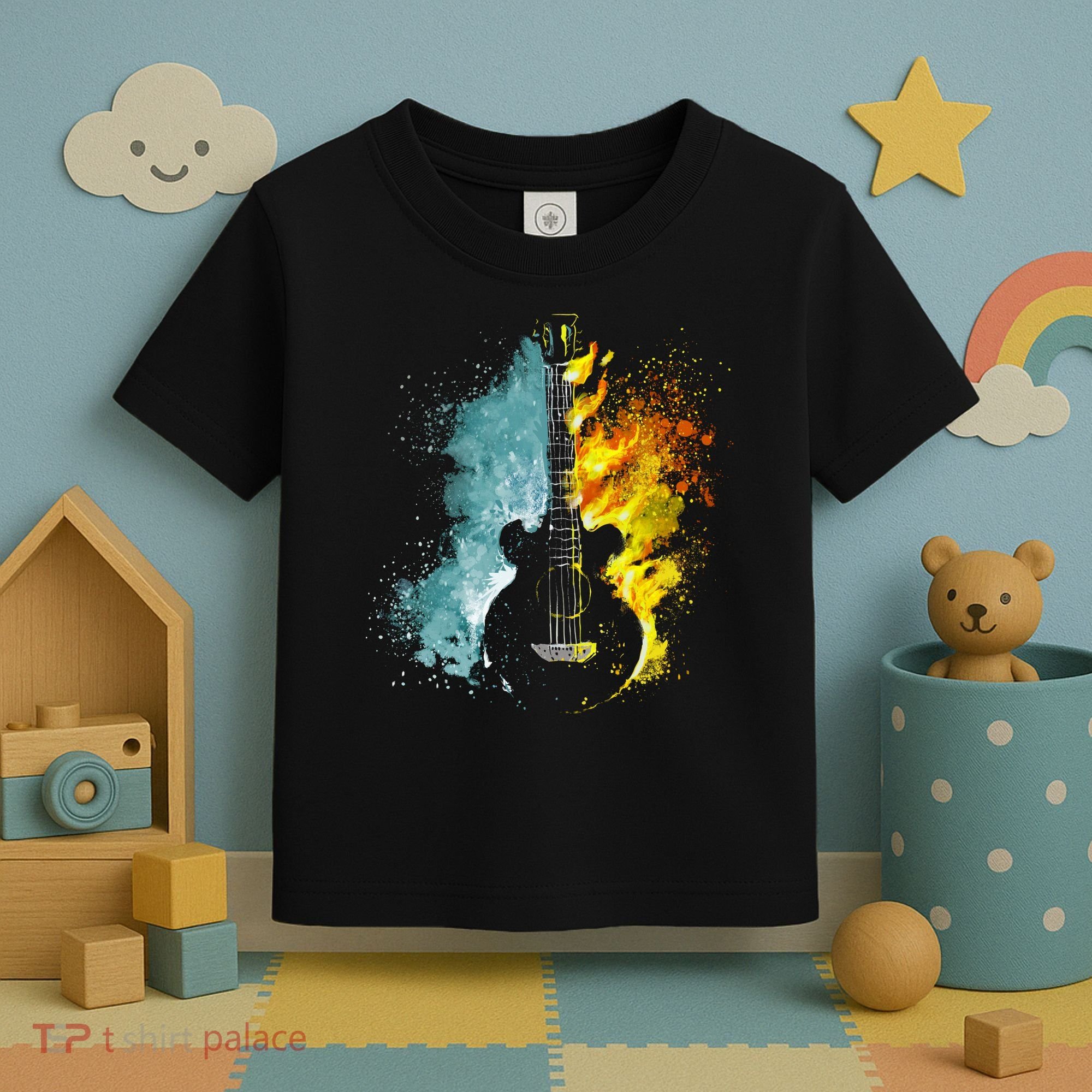 Fire And Water Guitar Toddler T-Shirt
