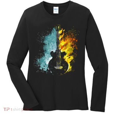 Fire And Water Guitar Women's Long Sleeve Shirt