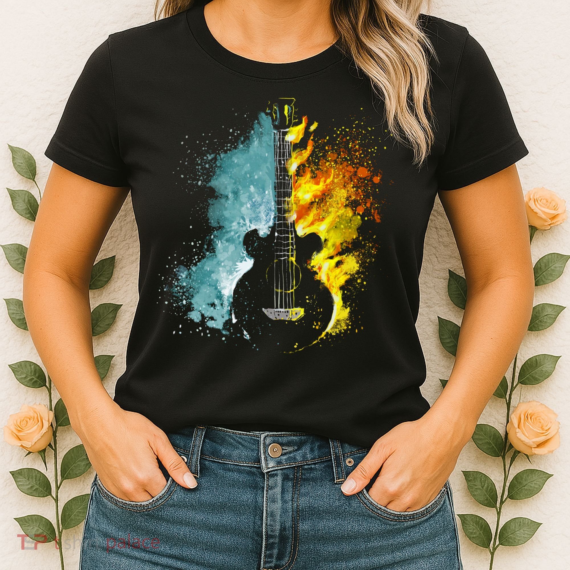 Fire And Water Guitar Women's T-Shirt