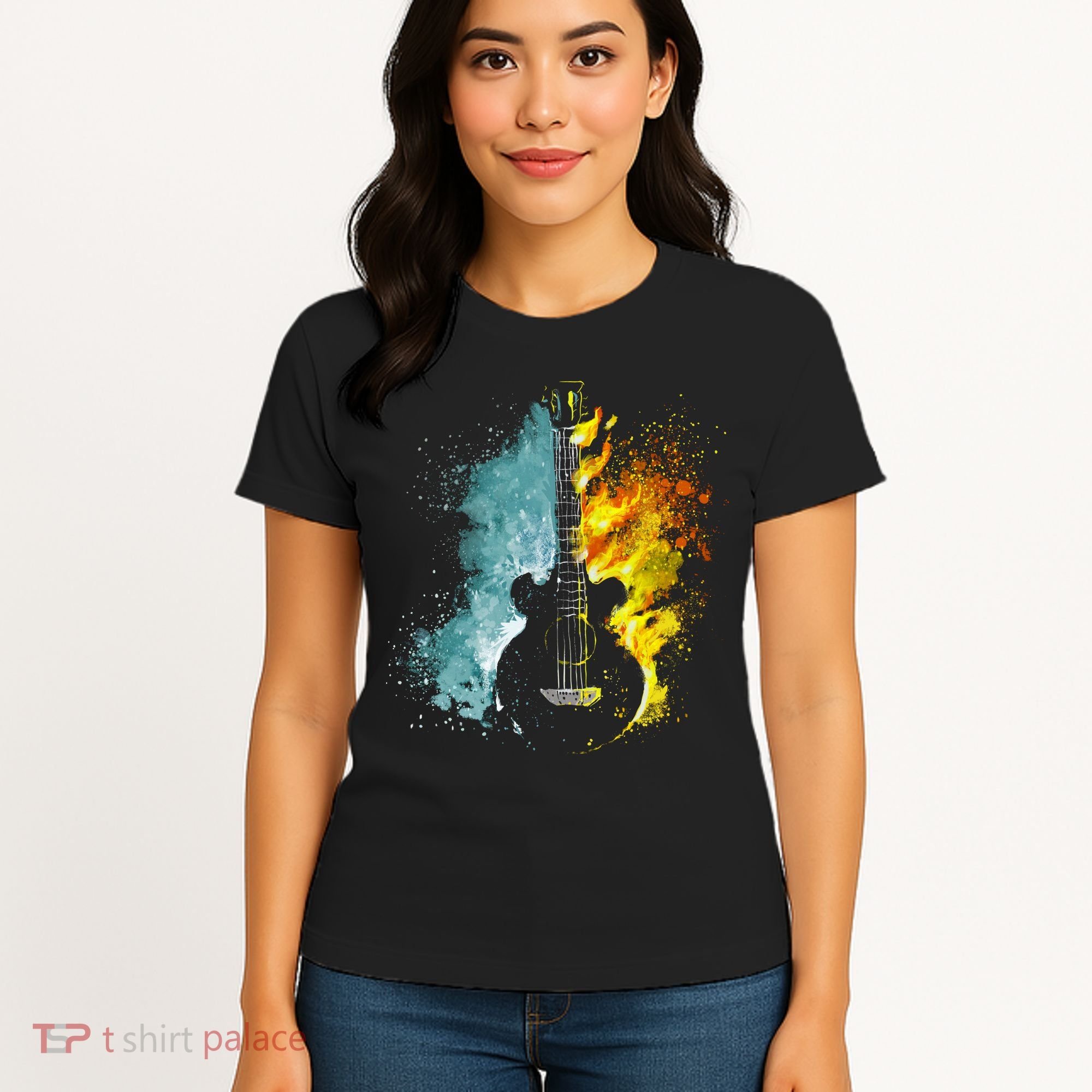 Fire And Water Guitar Women's T-Shirt