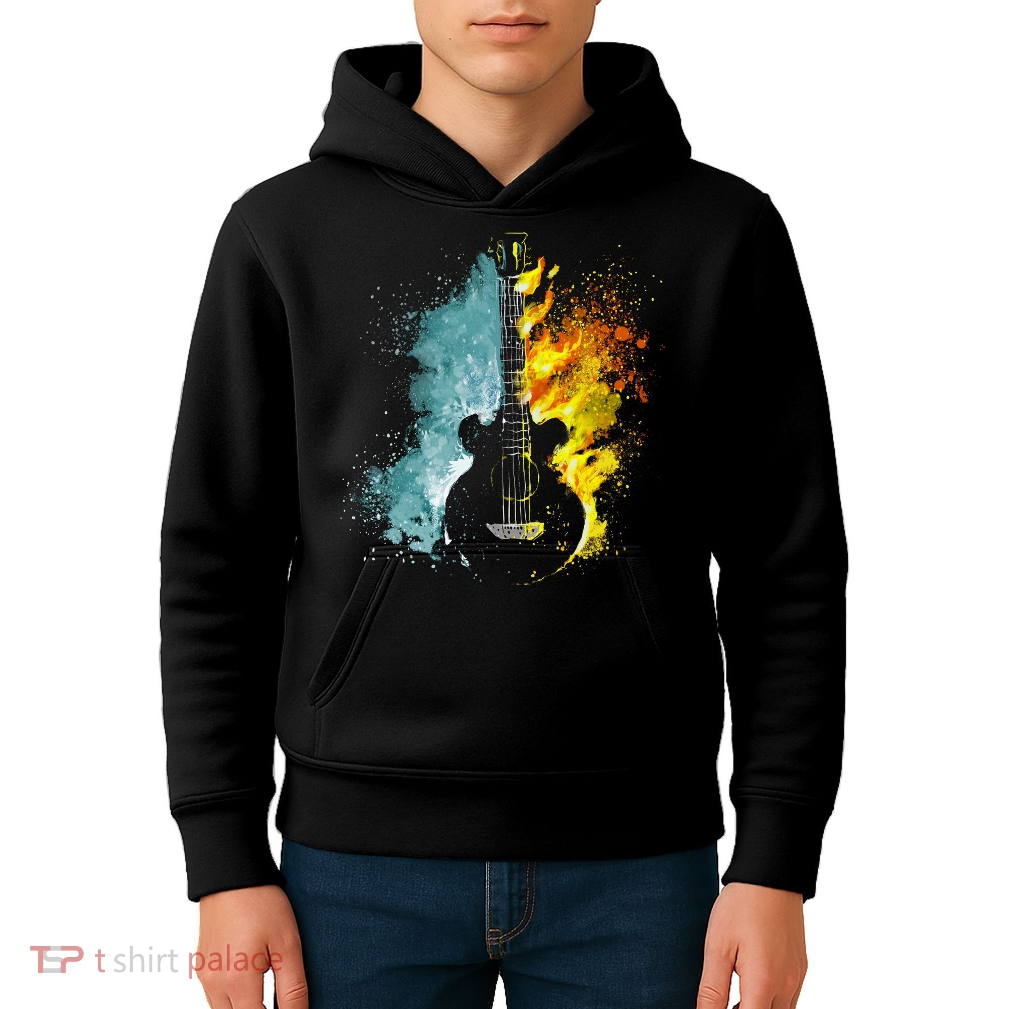 Fire And Water Guitar Kids Hoodie