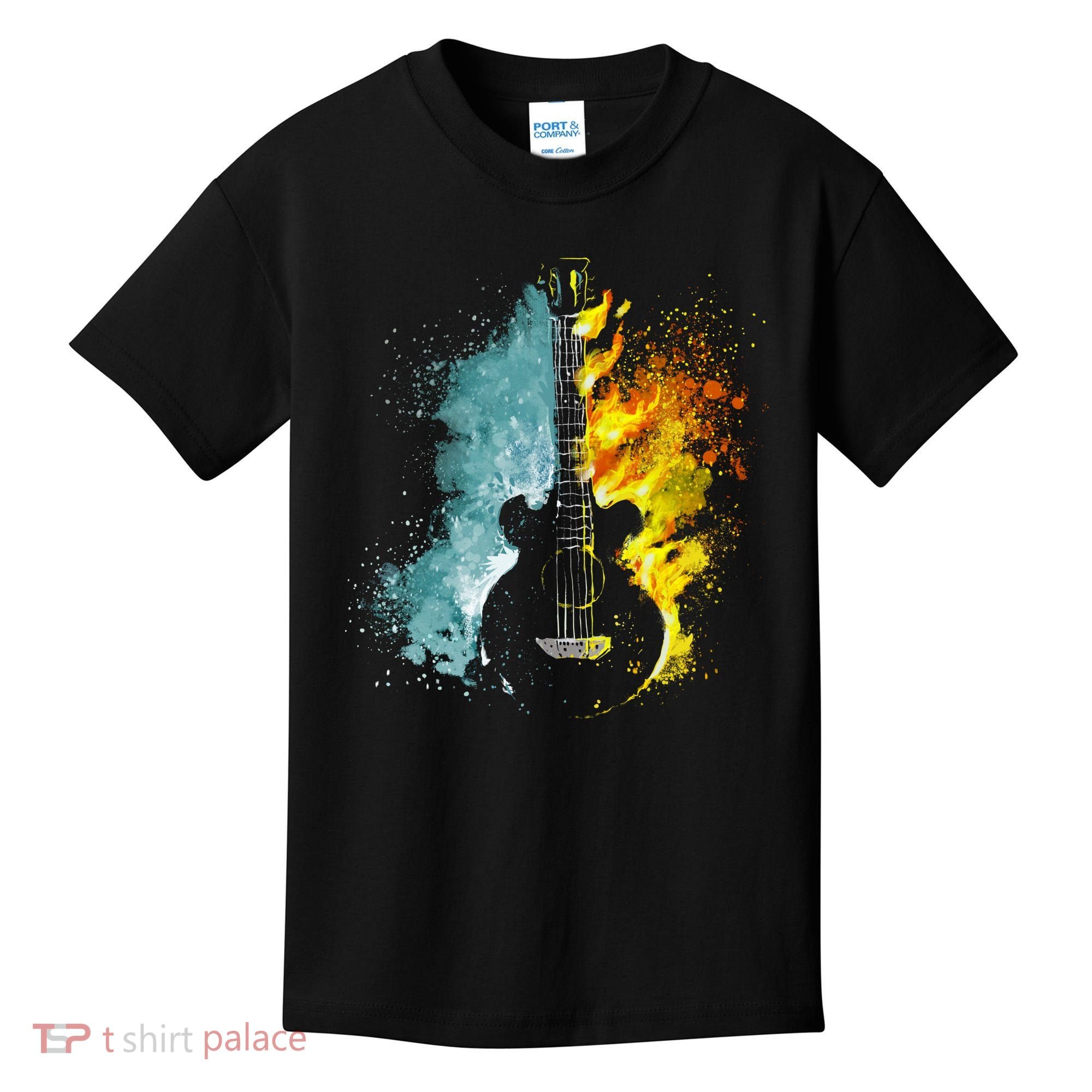 Fire And Water Guitar Kids T-Shirt