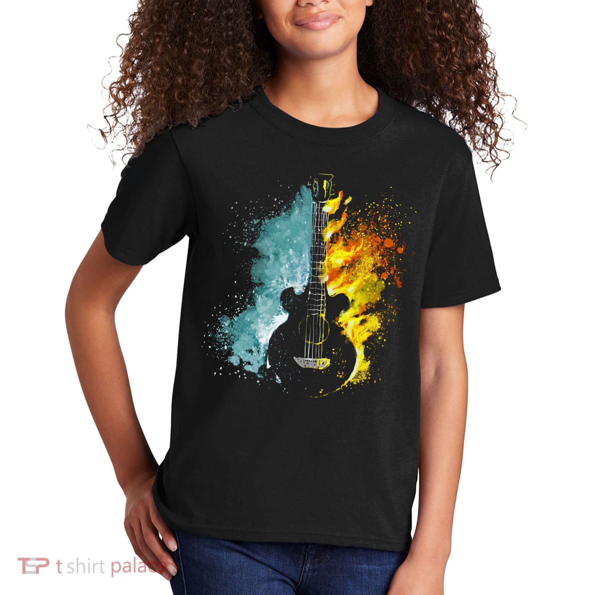 Fire And Water Guitar Kids T-Shirt