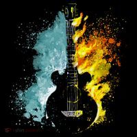 Fire And Water Guitar Kids T-Shirt thumb 4