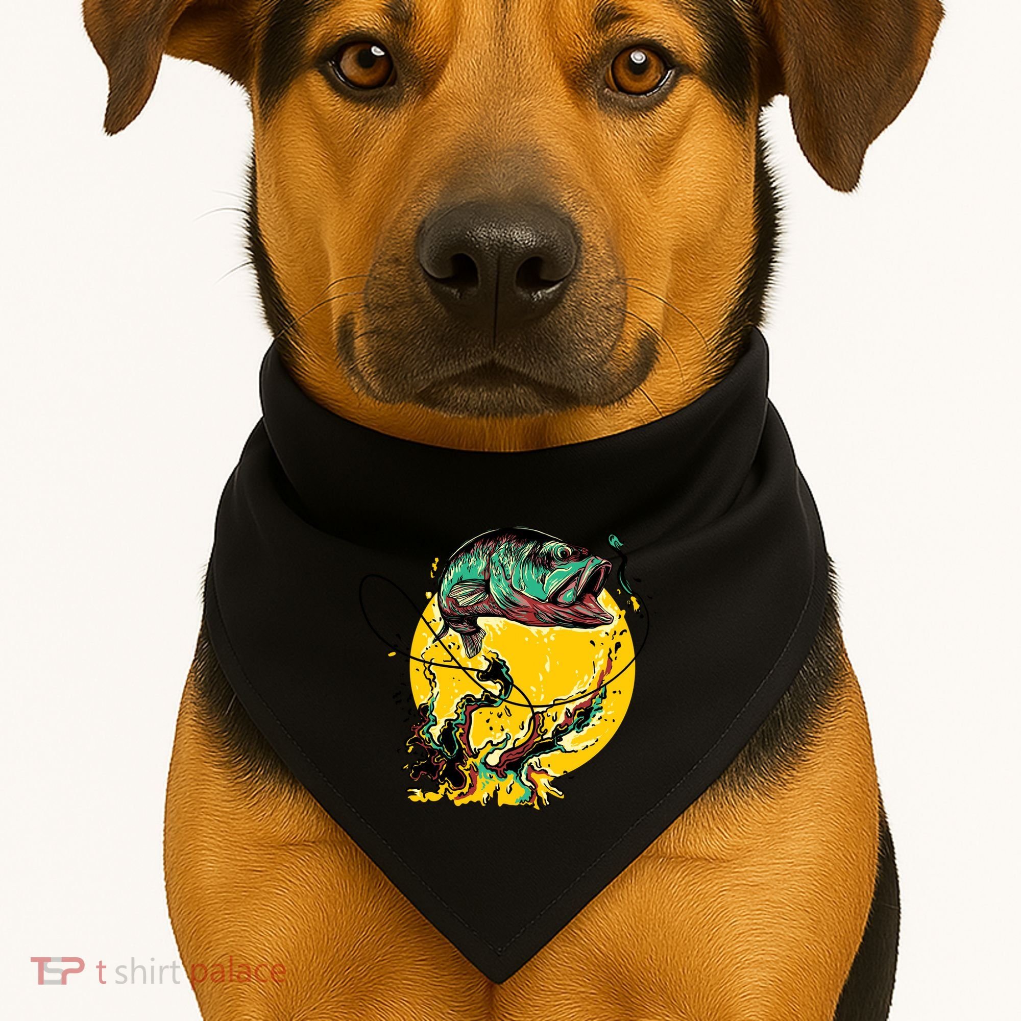 Fishing Art Wave Sunset USA-Made Doggie Bandana