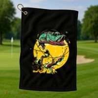 Fishing Art Wave Sunset Golf Towel thumb 1
