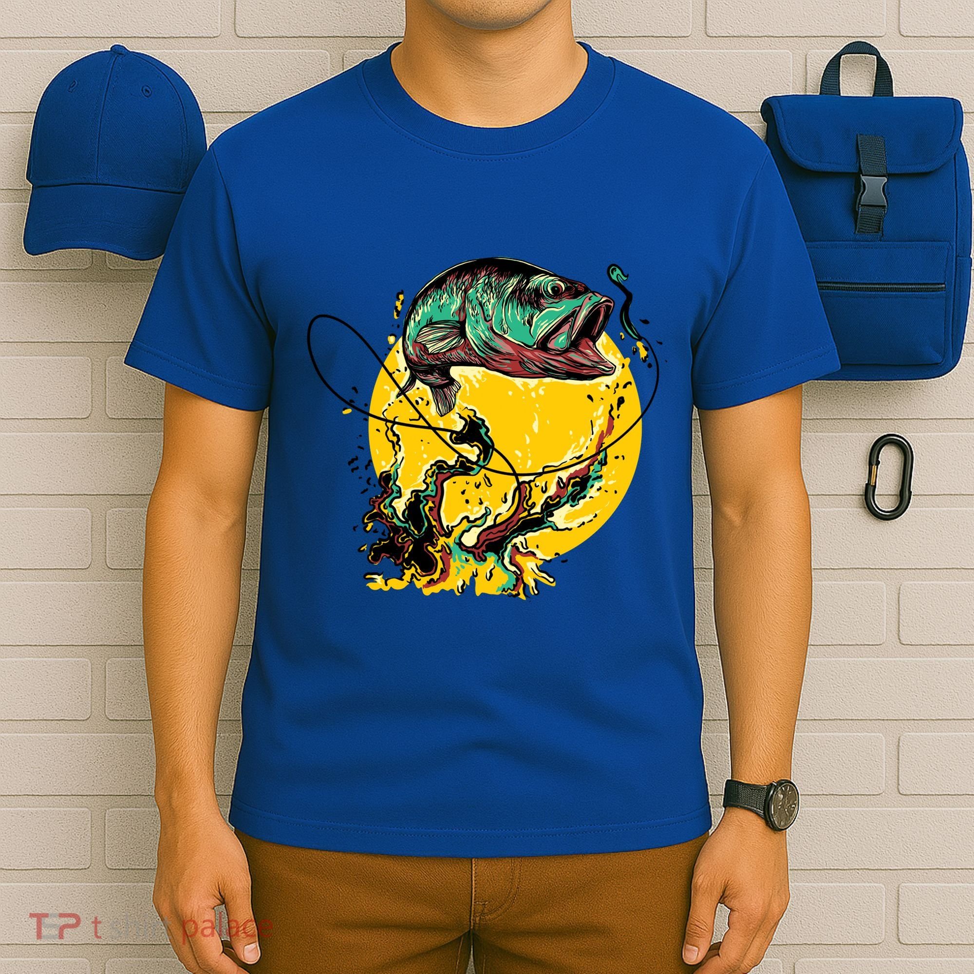 Fishing Art Wave Sunset T-Shirt