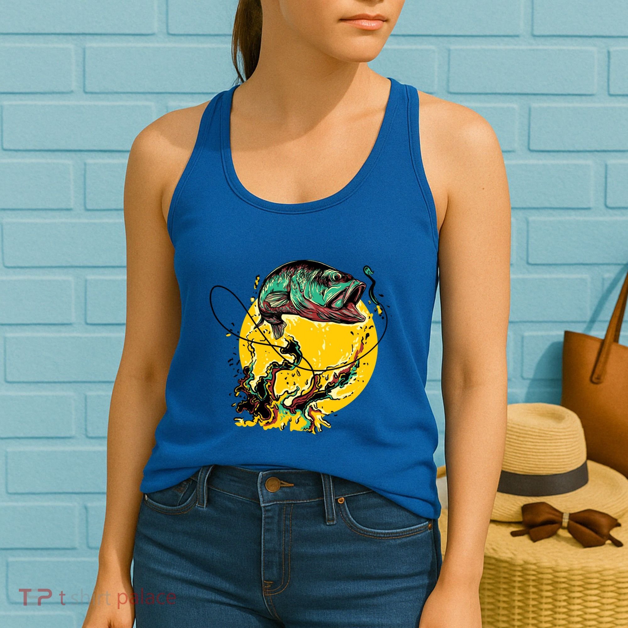 Fishing Art Wave Sunset Women's Tank Top