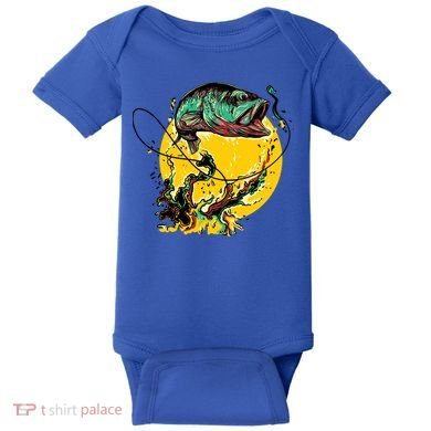 Fishing Art Wave Sunset Baby Bodysuit