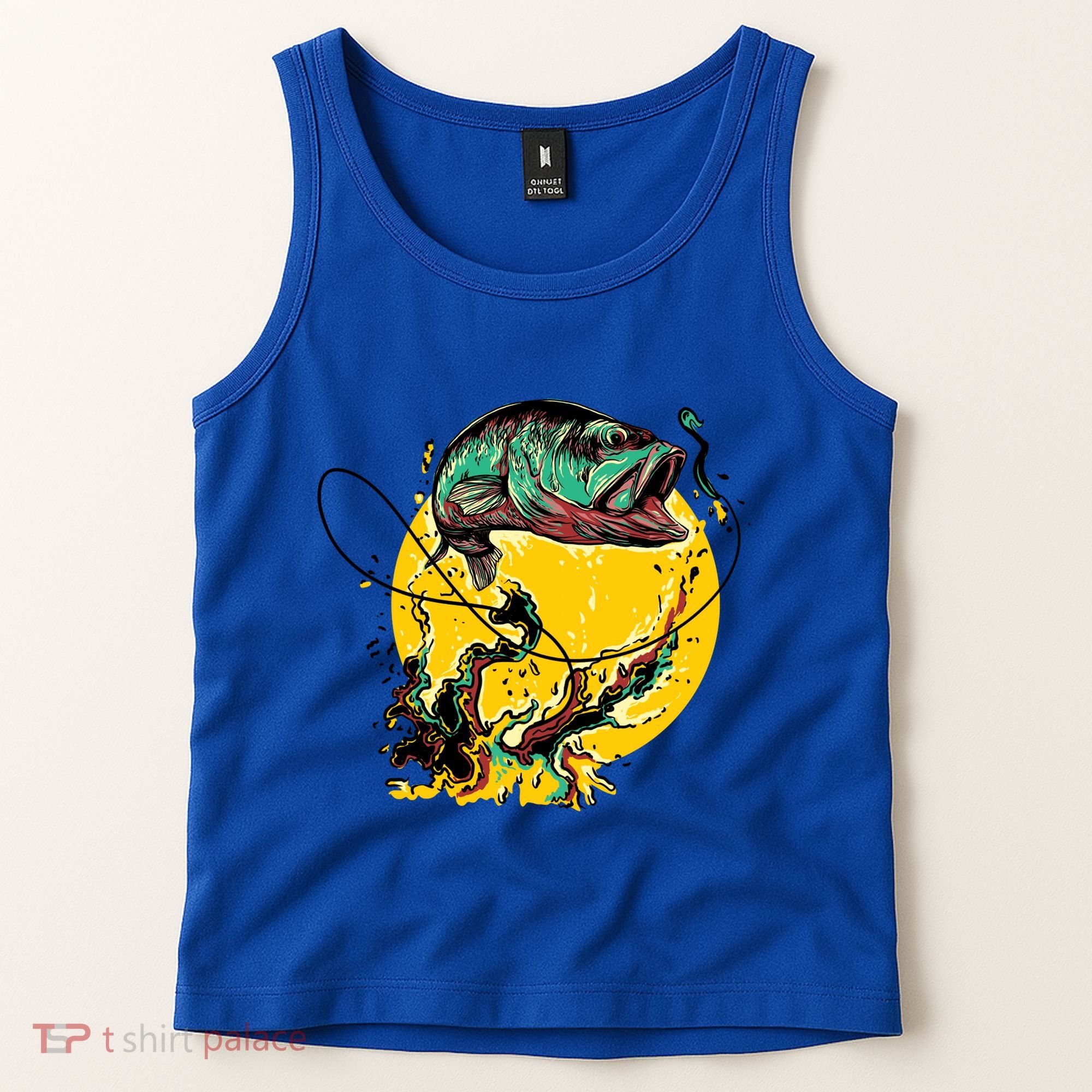 Fishing Art Wave Sunset Tank Top
