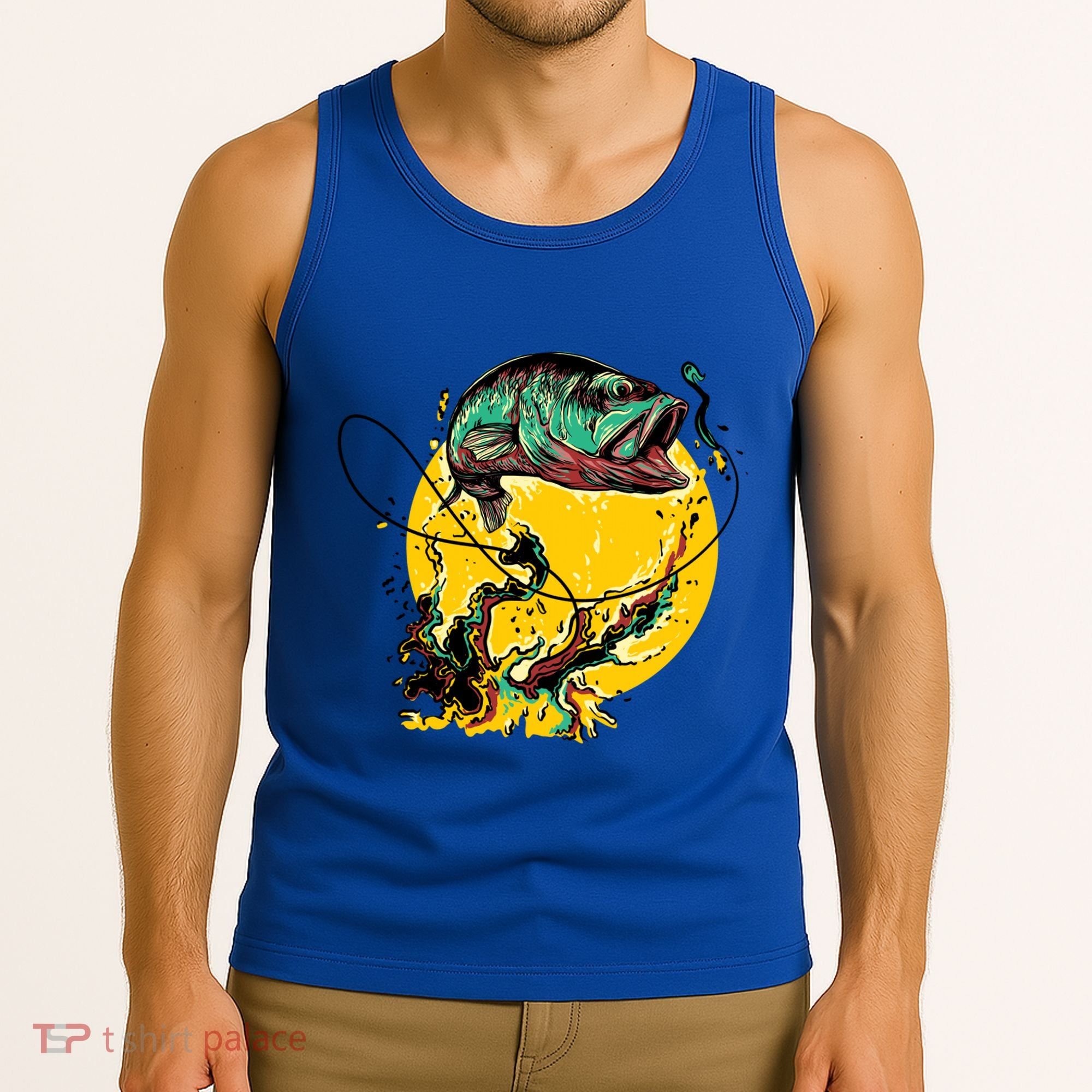 Fishing Art Wave Sunset Tank Top