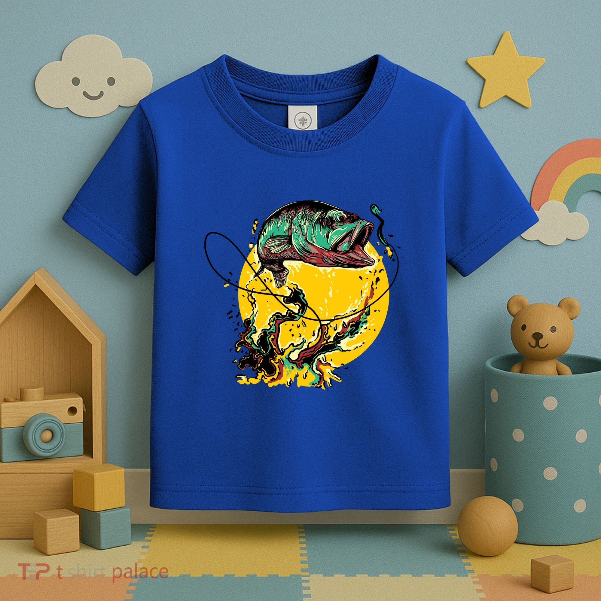 Fishing Art Wave Sunset Toddler T-Shirt
